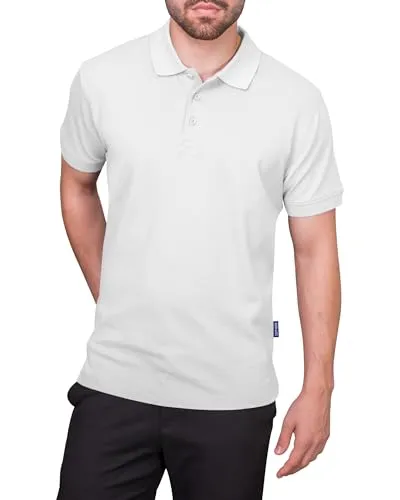 HRM Premium Polo Shirt, weiß, Gr. XL - 100% Baumwolle, Basic Polohemd bis 60°C waschbar - Hochwertige & nachhaltige Herren-Bekleidung - Workwear