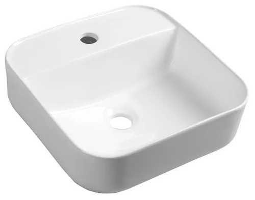 MOLVENO Keramik-Waschtisch 39,5x39,5 cm, Weiß - Eleganter Keramik-Waschtisch in Weiß, ideal zum Aufsetzen. Mit 1 Armaturloch und leichtem Design für eine stilvolle Badezimmergestaltung.