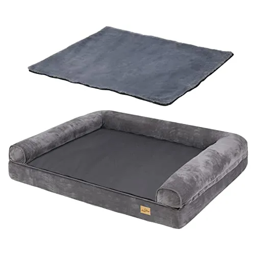 Produktbild BingoPaw Orthopädisches Hundebett Grosse Hunde: XXL Hundesofa Hundekorb mit Schaumkissen, Waschbar Abnehmbar Flauschig rutschfest Hundebetten Grau 120x90x20 cm