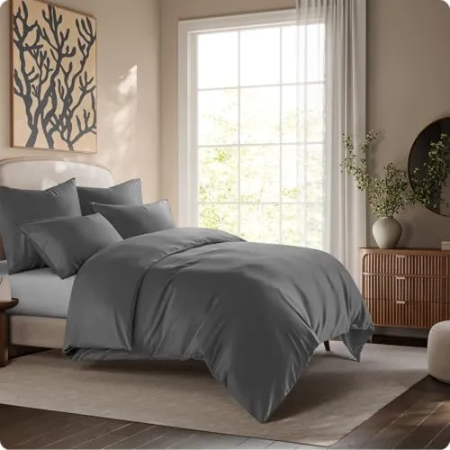 Seralino Lyocell Bettwäsche 200x200 Dunkelgrau + 80x80 cm Grau | 100% Lyocell (Tencel)| besonders weiche hochwertig | Reißverschluss | Oeko-Tex | für Allergiker geeignet | Atmungsaktiv gegen Schweiß