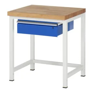 Rau Werkbank höhenverstellbar 8001A1 - Standardwerkbank mit 40 mm Buche-Massiv-Arbeitsplatte, belastbar bis 1.250 kg, ideal für Werkstätten und Heimwerker. Höhenverstellbar für optimalen Komfort beim Arbeiten.