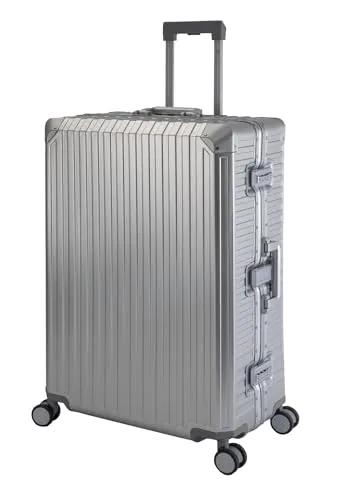 Travelhouse Tokyo Aluminium Koffer XL 78cm - Robuster Hartschalenkoffer mit TSA Schlössern - Koffer: 100% Aluminium, 110L Volumen, extrem stabil und leichtläufig dank 4 leisen 360° Rollen. Ideal für sicheres Reisen mit TSA Zahlenschlössern.