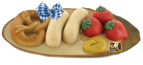 Odenwälder Marzipan Vesperbrettchen 200g mit Brezel, Radieschen, Weißwürste und Senf