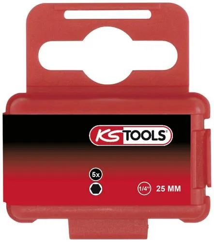 KS Tools 911.3612 Sechskant-Bit Werkzeugstahl vernickelt C 6.3 5St.