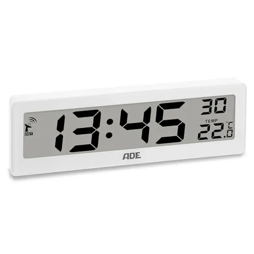 ADE Digitale Funkuhr mit Temperaturanzeige | Große Ziffern & Gut Ablesbares Display