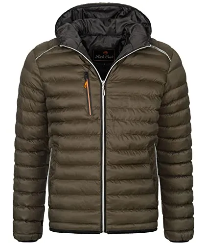 Rock Creek Herren Steppjacke Übergangsjacke Leicht Herrenjacke Männer Jacken Stepp Jacken mit Kapuze Daunenjacke Thremojacke H-317 Dunkelgrün 2XL