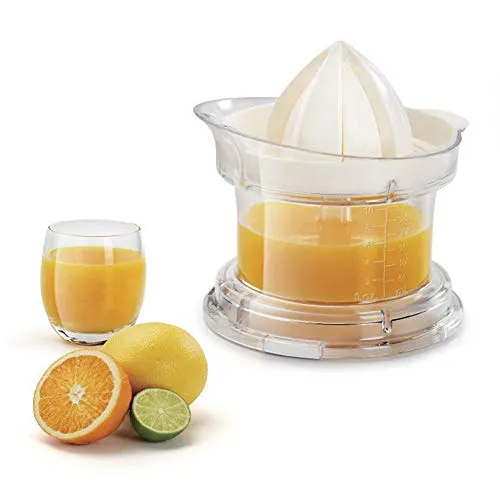 Metaltex 252005000 Zitruspresse Citrus+ - Entsafter mit innovativem Auffangbehälter und 2 austauschbaren Presskegeln für optimalen Saftgenuss. Rutschfester Boden und 300 ml Fassungsvermögen für einfache Handhabung.