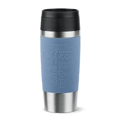 Emsa Travel Mug 360 ml Classic Isolierbecher, Kaffeebecher aus Edelstahl, neuer Komfort-Schraubverschluss, 4h heiß und 8h kalt, 100% dicht, spülmaschinenfest, 360°-Trinköffnung, aquablau, N20211