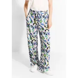 CECIL Damen B377518 Bunte Print Hose, Vanilla White, XXL / 30L - Damen-Hosen: Bequeme Loose Fit High Waist Hose mit Wide Legs, Gummibund und Eingrifftaschen für ultimativen Komfort und Stil.