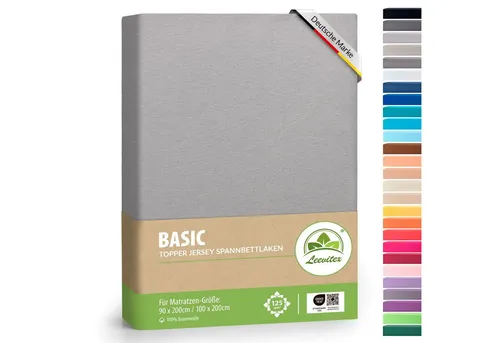 leevitex® Spannbettlaken für Topper – weich, anschmiegsam, pflegeleicht & ideal zum Wohlfühlen, Gummizug: Rundum-Gummizug, 100 % Baumwolle, Oeko-Tex, 18 cm Steghöhe