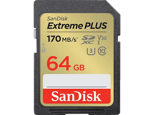 SANDISK Extreme® PLUS UHS-I, SDXC Speicherkarte, 64 GB, 170 MB/s