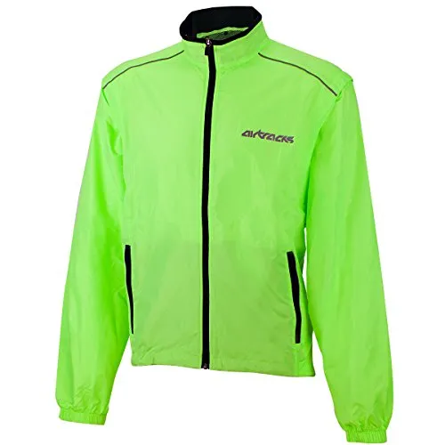 Airtracks Herren Fahrradjacke mit abnehmbaren Ärmeln - Winddicht & Wasserabweisend - Neon XL - Funktionsjacke für Herren, atmungsaktiv und vielseitig einsetzbar, wandelt sich einfach in eine Weste. Mit reflektierenden Elementen für bessere Sichtbarkeit.