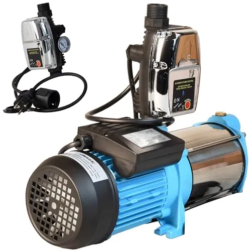 Hauswasserautomat MAX-H 1300 mit Elektronische Druckschalter CSK 5 - Wasserpumpe (6000 l/h, 1300 W, max. Förderhöhe 55m) - Gußeisen Edelstahl INOX - für Bewässerung - Pumpensteuerung Trockenlaufschutz