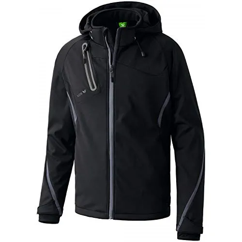 erima Kinder Softshelljacke Function, schwarz/anthrazit, 164 - Funktionsjacke mit abnehmbarer Kapuze, wasserdicht und atmungsaktiv dank ERIMA-TEX, ideal für aktive Kinder bei jedem Wetter.