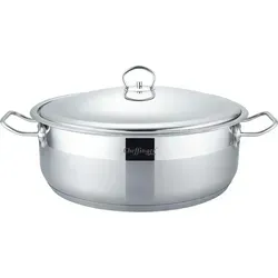 Edelstahl Kochtopf mit Antihaftbeschichtung – Induktionsgeeignet, ø36 cm, Silber - Großer, eleganter Kochtopf aus hochwertigem Edelstahl mit Antihaftbeschichtung. Ideal für Suppen und Eintöpfe, leicht zu reinigen und für alle Herdarten geeignet.