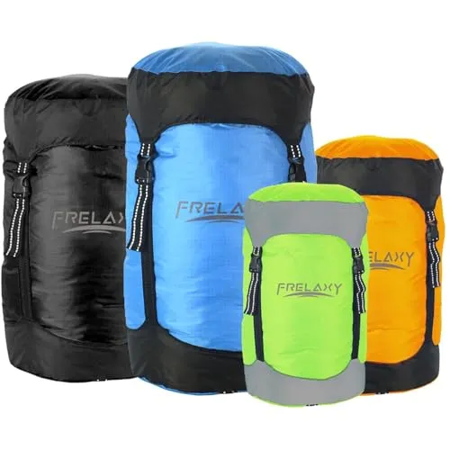 Frelaxy Kompressionssack, 60% mehr Stauraum! 11L/18L/30L/43L/49L Wasserfest & Ultraleichter Aufbewahrungstasche für Schlafsack - Platzsparende Ausrüstung für Camping, Wandern, Reisen (Orange, S)
