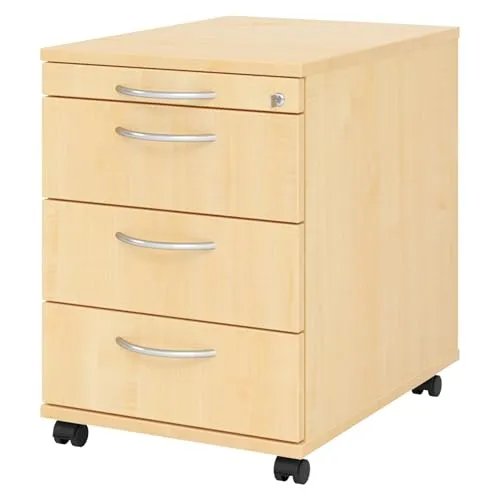 bümö Rollcontainer mit Schubladen - Abschließbarer Bürowagen aus Ahorn - Büro-Aktenschränke mit Rollen, stabil und platzsparend, ideal für die Organisation im Büro. Hochwertige Materialien und vormontierte Lieferung für schnellen Einsatz.