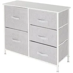 ML Design Kommode aus Stoff mit 5 Schubladen – Weiß, 80x30x70 cm - Kommode & Sideboard mit 5 geräumigen Schubladen für vielseitige Aufbewahrung – ideal für Wohnzimmer, Schlafzimmer und Flur. Pflegeleicht und einfach aufzubauen!