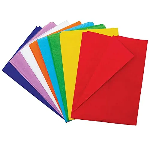 Baker Ross FC749 Krepppapier in Regenbogenfarben - 8 Blatt, Blattgröße 100 cm x 50 cm, Buntes Bastelpapier Set für Kinder und Erwachsene zum Basteln