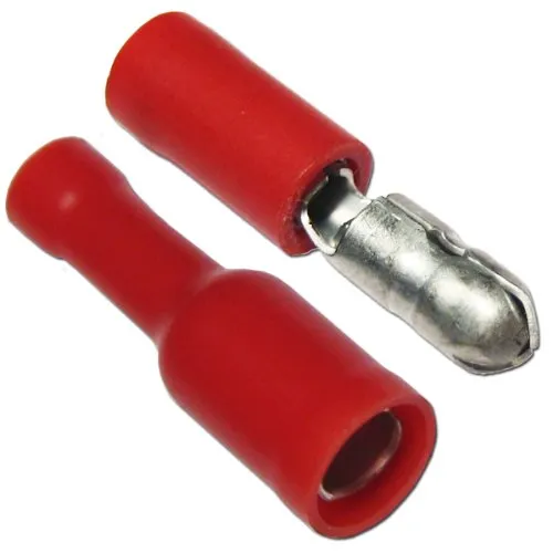 Paar Rundsteckverbinder ROT f 0,5-1,5mm² Kabel 10