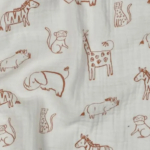 MAGAM-Stoffe Paul Musselin Mulltuch Kinder Baumwollstoff Oeko-Tex Meterware 50cm (Safari Tiere natur)