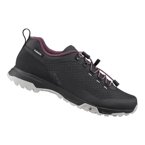 Shimano ET501W black (L01) 39 - Sportliche Mountainbikeschuhe für Damen - Mountainbikeschuhe für Damen mit atmungsaktivem Obermaterial, sicherem Speed-Lacing-System und innovativer Power-Transfer Blade für optimale Kraftübertragung und Griffigkeit auf jedem Terrain.