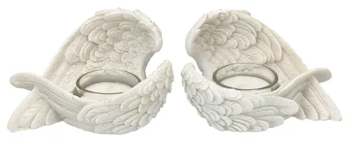 Figuren Shop GmbH Teelichthalter - Engelsflügel 2er Set - Zwei romantische Teelichthalter im zauberhaften Engelsflügel-Design. Ideal für stimmungsvolle Beleuchtung und eine besondere Atmosphäre. Entdecken Sie auch weitere einzigartige Teelichthalter in unserem Sortiment!