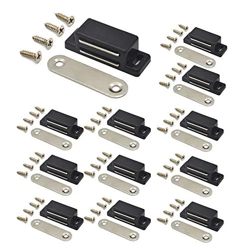 Magnetriegel für Schranktüren, Schränke, Schubladen und Rollläden, Magnetische Schrankriegel im Lieferumfang Enthalten,12 Stück (Schwarz)