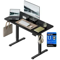 Woltu Höhenverstellbarer Schreibtisch mit Memory-Funktion, Schwarz 120 cm