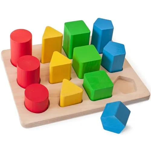Ulanik Formen und Größen, Montessori Spielzeug ab 1 Jahr, Baby Sensorik Spiel, Spiel für Zählen und Sortieren Farben Lernen — 12 St