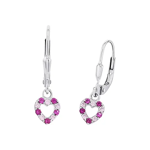 Lillifee Mädchen Ohrhänger Herz aus Silber 925 mit Zirkonia in pink von Prinzessin Lillifee