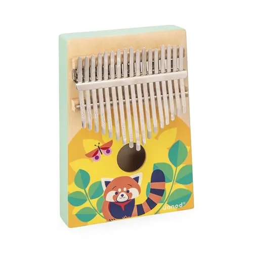Janod - Holz Kalimba - Musikalische Früherziehung und Imitation - 17 Metallschlüssel - Kalimba für Kinder mit süßen Klängen - Ab 3 Jahre, J07659, Naturholz