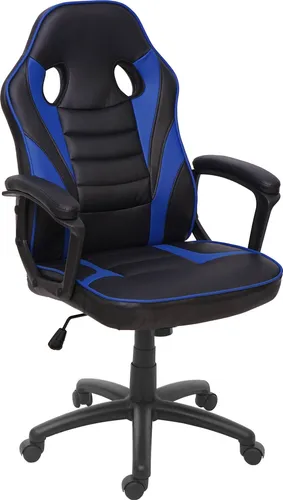 Mendler Bürostuhl HWC-F59 - Ergonomischer Drehstuhl in schwarz/blau - Bürostuhl mit stufenloser Höhenverstellung, ergonomischer Polsterung und 360° Drehbarkeit. Ideal für langes Sitzen und optimalen Komfort im Home Office oder Büro.
