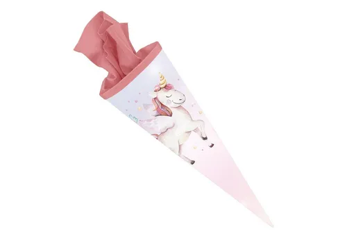 itenga Schultüte itenga Schultüte Zuckertüte 70cm rund Einhorn Filzverschluss rosa