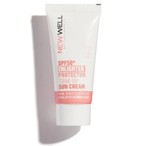 NEWWELL Aufhellende Sonnencreme LSF 50+, Sonnenschutz 50ml mit Blaulicht- und UV-Schutz, Hautton Ausgleichend, Feuchtigkeitsspendend mit Aloe Vera, Schnell Einziehend,