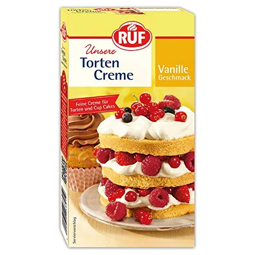 RUF Torten-Creme mit Vanille-Geschmack - Tortencremes & Kuchenfüllungen, luftige Creme mit feiner Vanille-Note, glutenfrei und vielseitig abwandelbar für kreative Backideen.