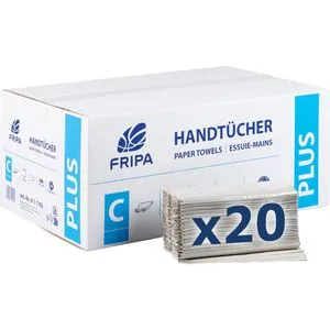 Fripa Papierhandtücher 3600 Blatt, 25x33 cm - Hochwertige 1-lagige Papierhandtücher in C-Falzung, ideal zur Vermeidung von Keimverschleppung in öffentlichen Hygienebereichen und vielseitig einsetzbar als Putztuch.