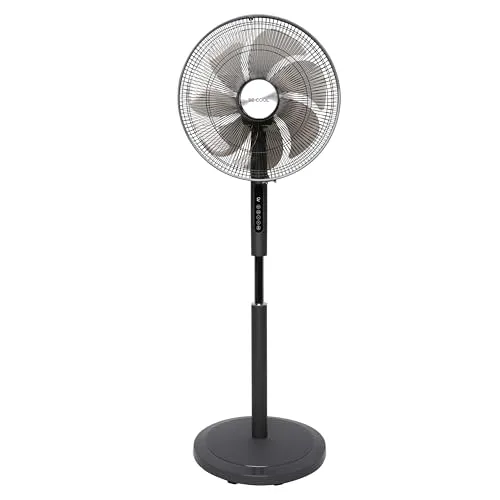BE COOL Gleichstrom-Standventilator 45 cm - BC16STHPM2505 - Ventilatoren mit energieeffizientem DC-Motor, 24 Geschwindigkeitsstufen und 12 Stunden Timer für individuelle Luftzirkulation.