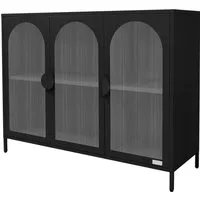 ML-Design Vitrinenschrank aus Stahl 120x93 cm in Schwarz mit 3 Türen