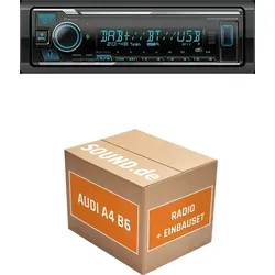 Autoradio Einbaupaket Kenwood KMM BT508DAB für Audi A4 B6 + Navigation Plus + Bose Schwarz Bluetooth Telefonieren DAB+