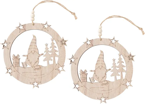 VBS Holzanhänger Wichtel Set 2 Stück 15 cm Deko Basteln Weihnachten