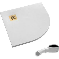 AQUABAD Duschwanne Palast 90x90cm mit LeakProtect Technologie - Viertelkreis R55, poliertes Gold - Duschwanne aus hochwertigem Acryl in Steinoptik, ausgestattet mit LeakProtect Technologie für erhöhte Stabilität und Schalldämmung. Pflegeleicht und ideal für Sanierungen oder Neubauten.