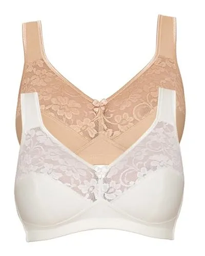 Susa Damen Baumwoll Basic BH, Ivory/Pure Beige, 90B EU - Funktionsunterwäsche mit nahtlos vorgeformten Duo-Cups für perfekten Halt, bügellos für höchsten Komfort und anpassbar für die ideale Passform.