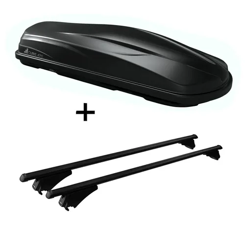 Dachbox CUBE470 + Relingträger Tiger Alu XL für Mitsubishi ASX ab 2010 - Gepäckträger mit hoher Lastkapazität, ideal für Reisen und Outdoor-Aktivitäten, einfach zu montieren und sorgt für zusätzlichen Stauraum.