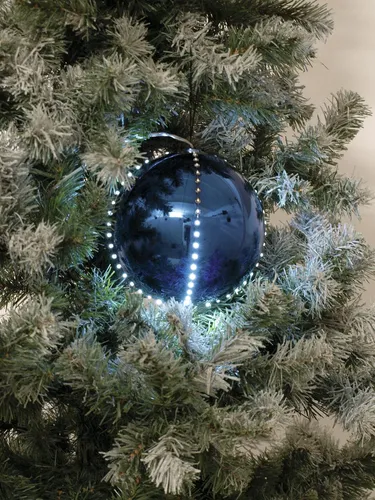 EUROPALMS LED Snowball 8cm, dunkelblau 5x - Christbaum- & Feiertagsschmuck, stilvolle LED-Kugeln für festliche Akzente und stimmungsvolle Beleuchtung