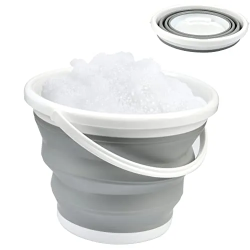 Folding Bucket, 5 L. Silicone Folding Bucket, Cleaning Bucket, Silicone Bucket with Carry Handle