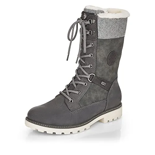 Remonte Stiefel aus Kunstleder/Textil - Wanderschuhe für Damen, ideal für kalte Tage mit wasserabweisender Remonte-TEX-Membran und kuscheligem Lammwollfutter für warme Füße.