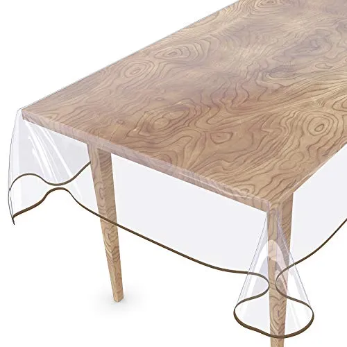 ANRO Tischdecke Transparent abwaschbar Durchsichtig Folie mit Saum in Beige Glasklar Tischfolie Tischschutz PVC Schutzdecke wasserabweisend 100x140cm 0,5mm