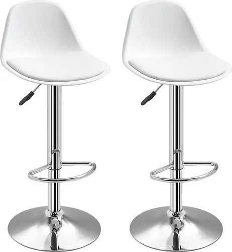 2er-Set moderne Barhocker mit Lehne, drehbar und höhenverstellbar