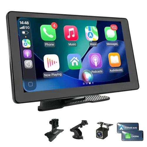 9-Zoll-Autoradio mit Bildschirm,Wireless Carplay & Android Auto Radio Touch Display mit Rückfahrkamera | FM-Transmitter, AUX | Plug & Play für die meisten Autos